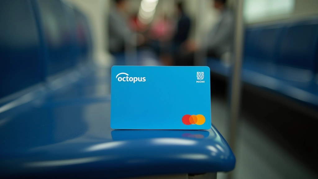 Blue Octopus card on Hong Kong public transport MTR platform