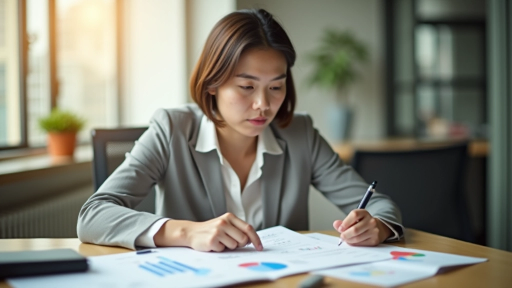 Person reviewing spending journal and financial charts